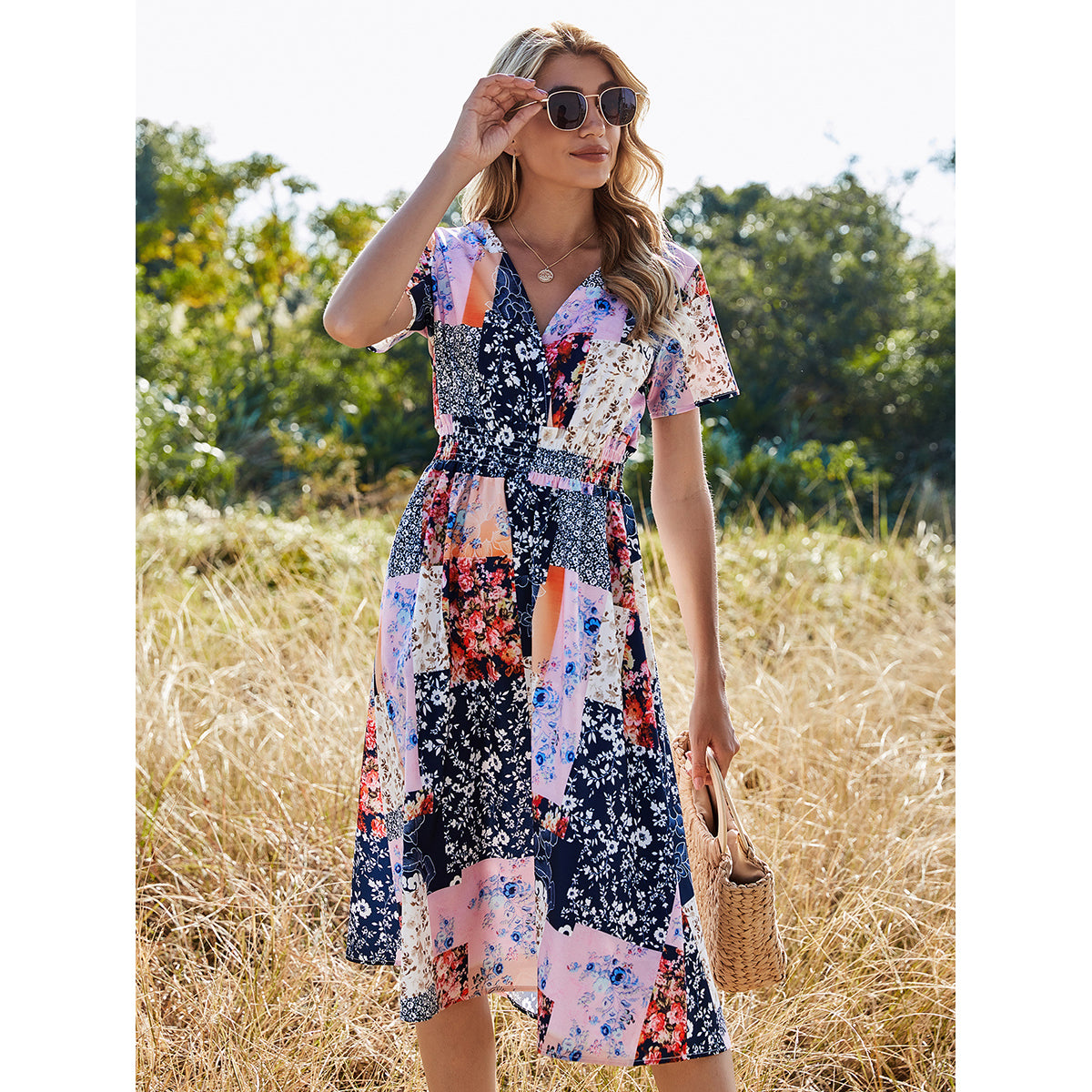 Floral Print Wrap Dress