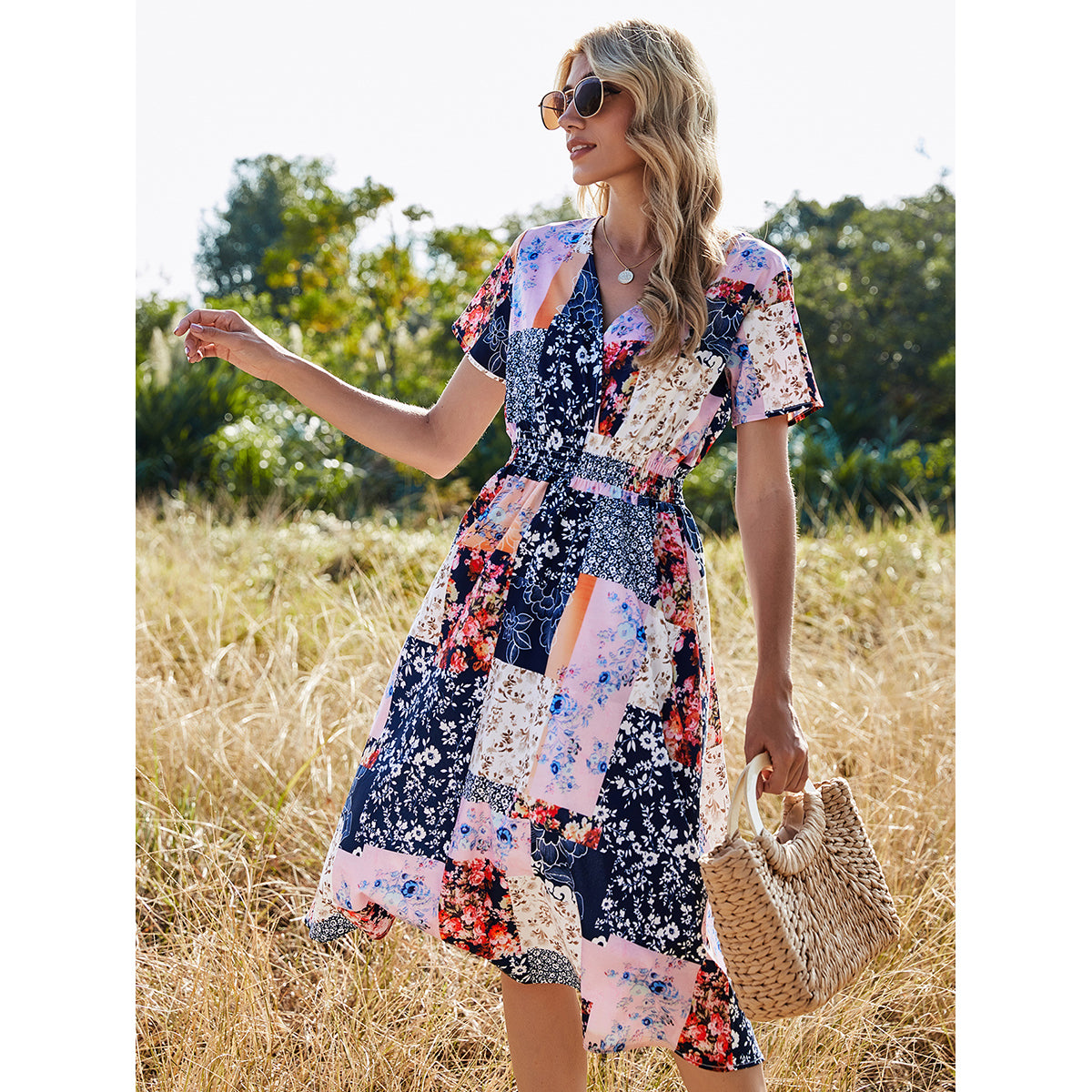 Floral Print Wrap Dress