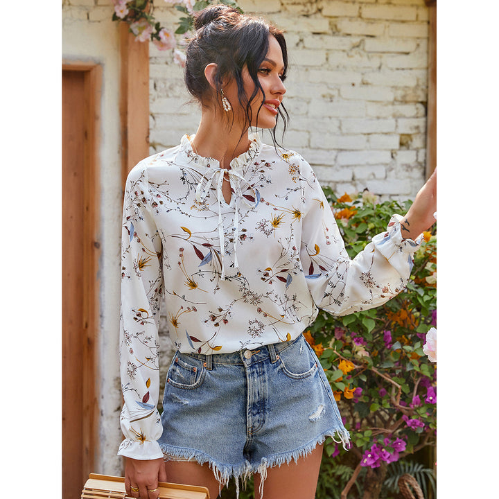 Floral Printed Tie-Up Neck Top