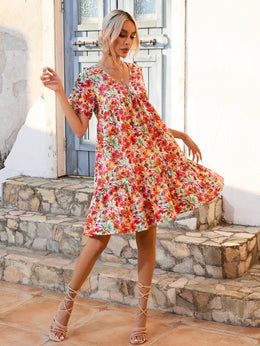 Floral Printed Tiered Empire Dress