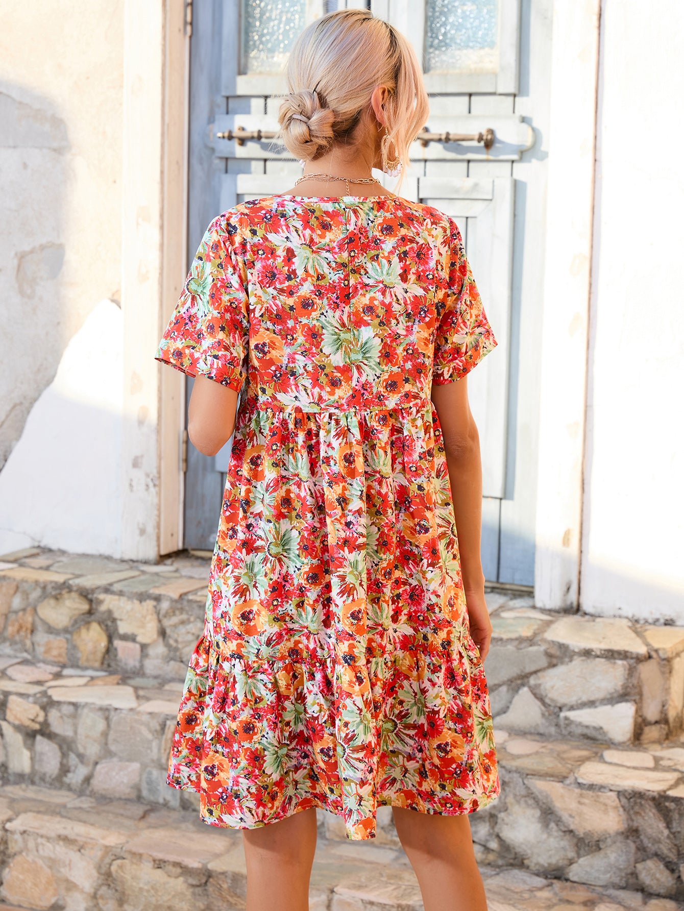 Floral Printed Tiered Empire Dress
