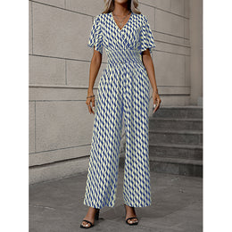 Printed V-Neck Jumpsuit Set