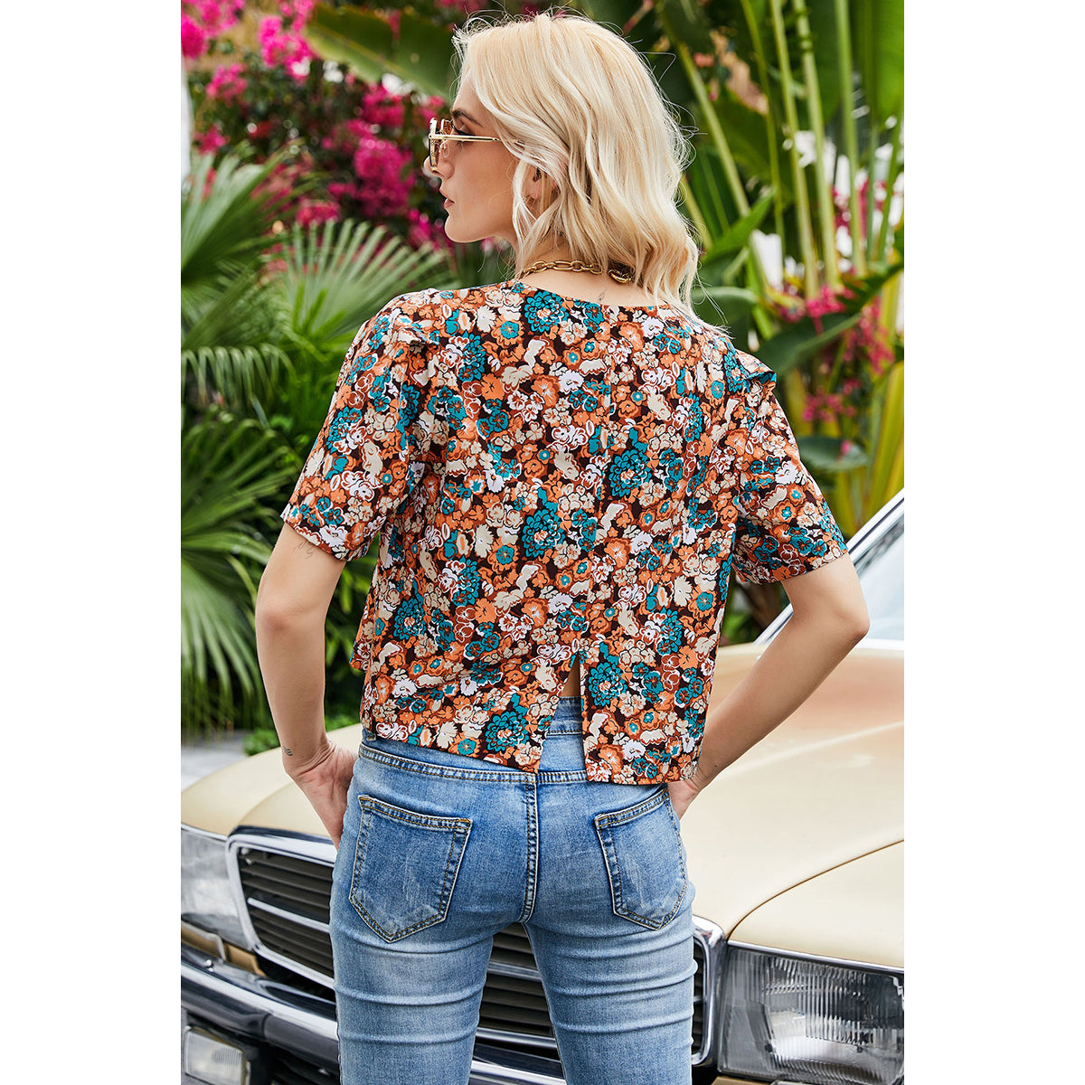 Multicoloured Floral Print Top