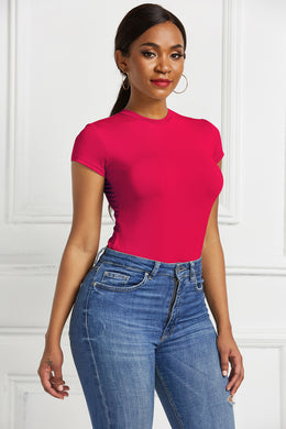 Women Red Solid Fitted Top
