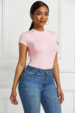 Women Pink Solid Fitted Top