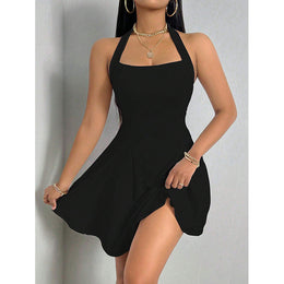 Black Halter Neck Fit & Flare Dress