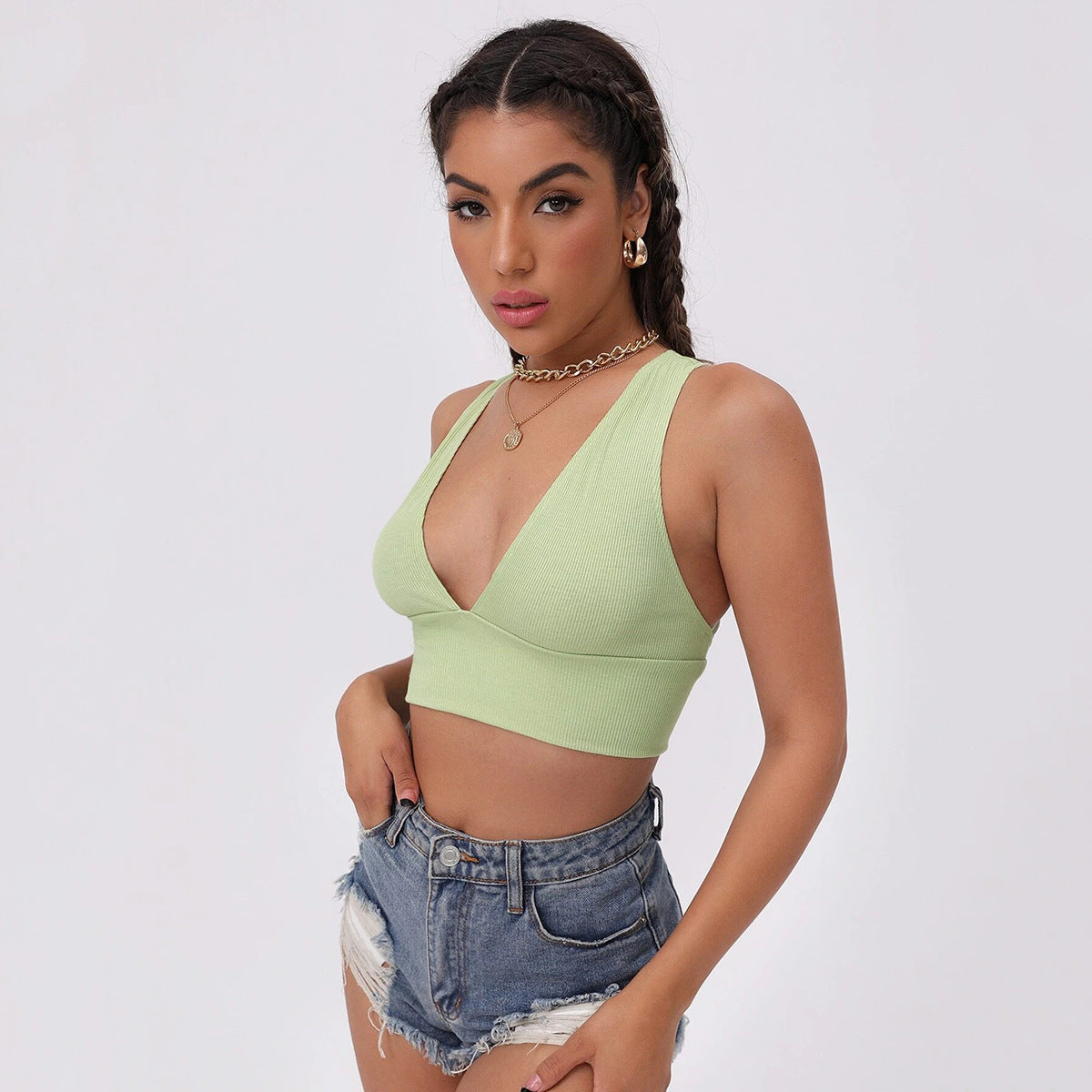 Green Bralette Crop Top