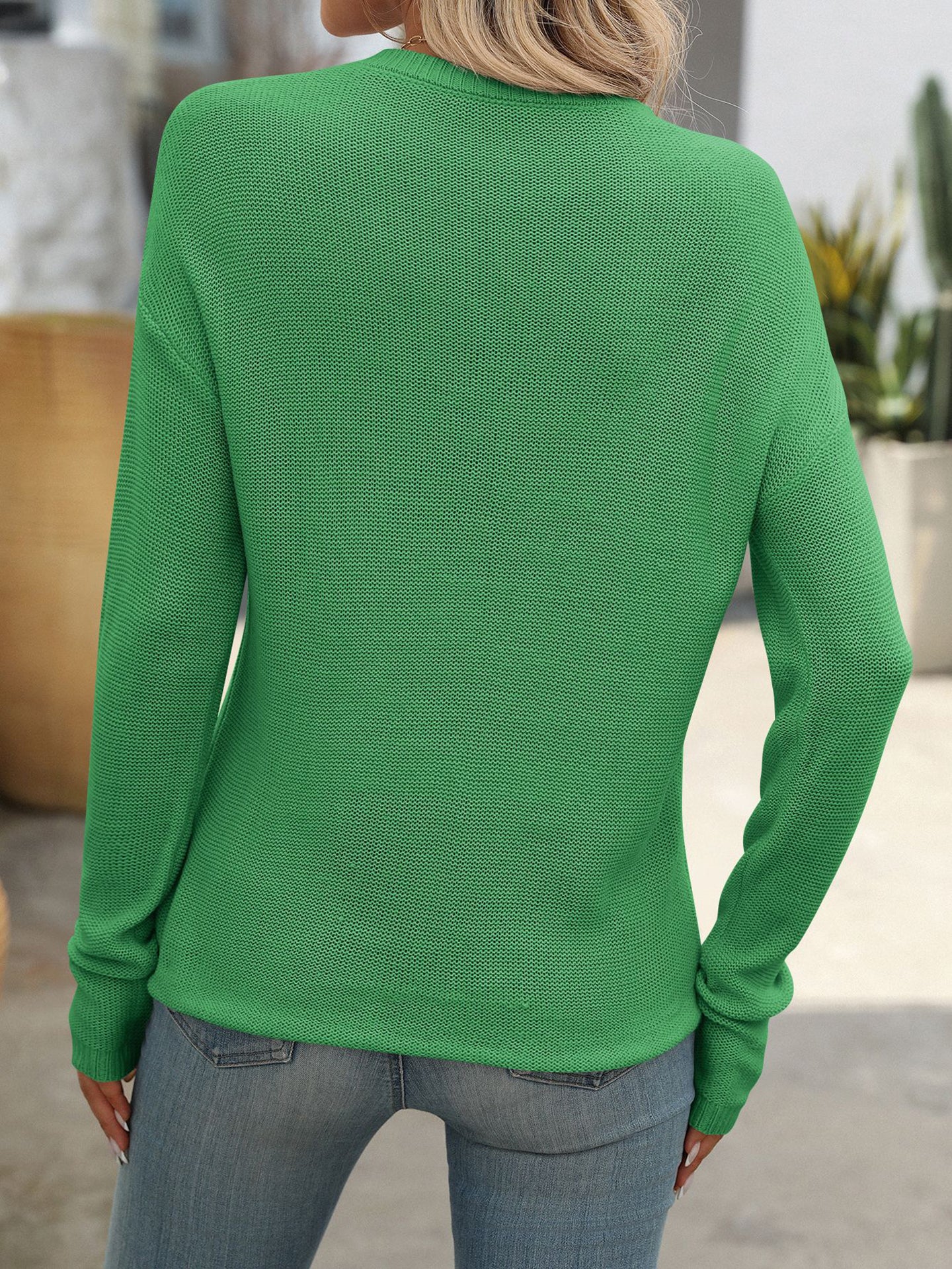 Women Solid Round Neck Acrylic Top
