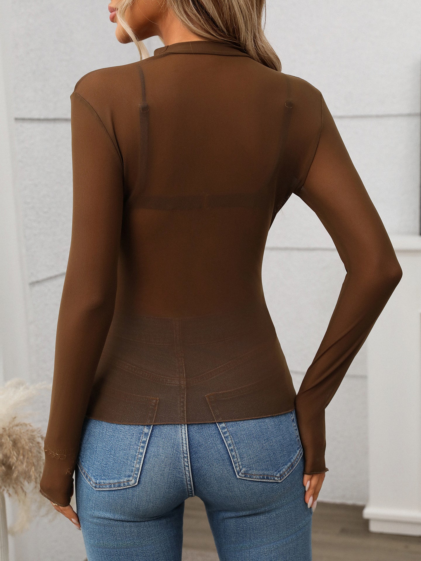 Solid Sheer Peplum Top