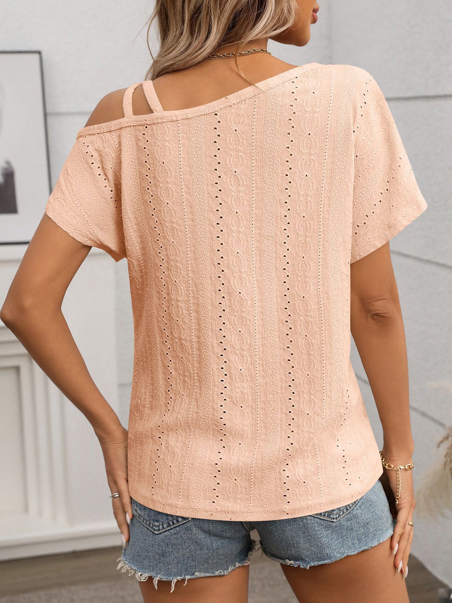 Women One Shoulder Extended Sleeves Top