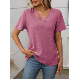 Women Solid Short Sleeves Regular Top