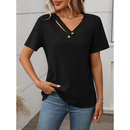 Women Ribbed V-Neck Top