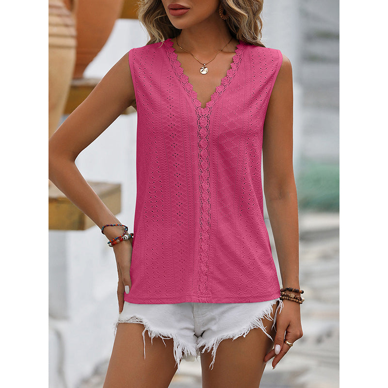 Pink V-Neck Sleeveless Top