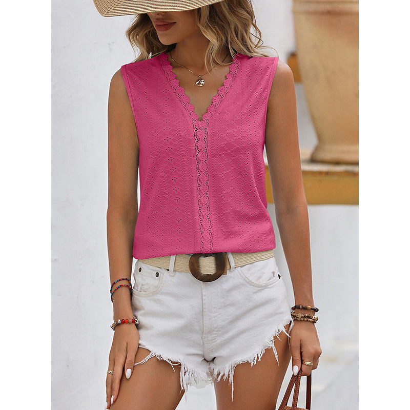 Pink V-Neck Sleeveless Top
