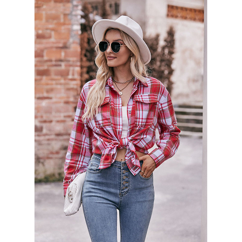 Checked Shirt Style Top
