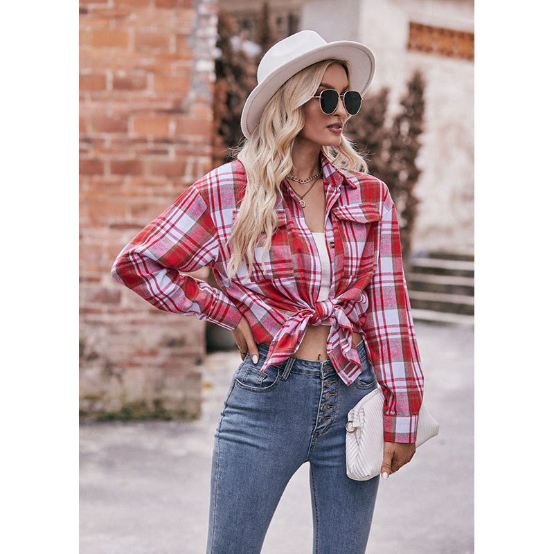 Checked Shirt Style Top