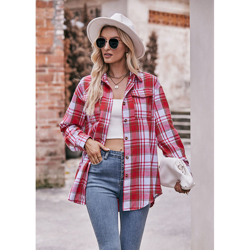 Checked Shirt Style Top