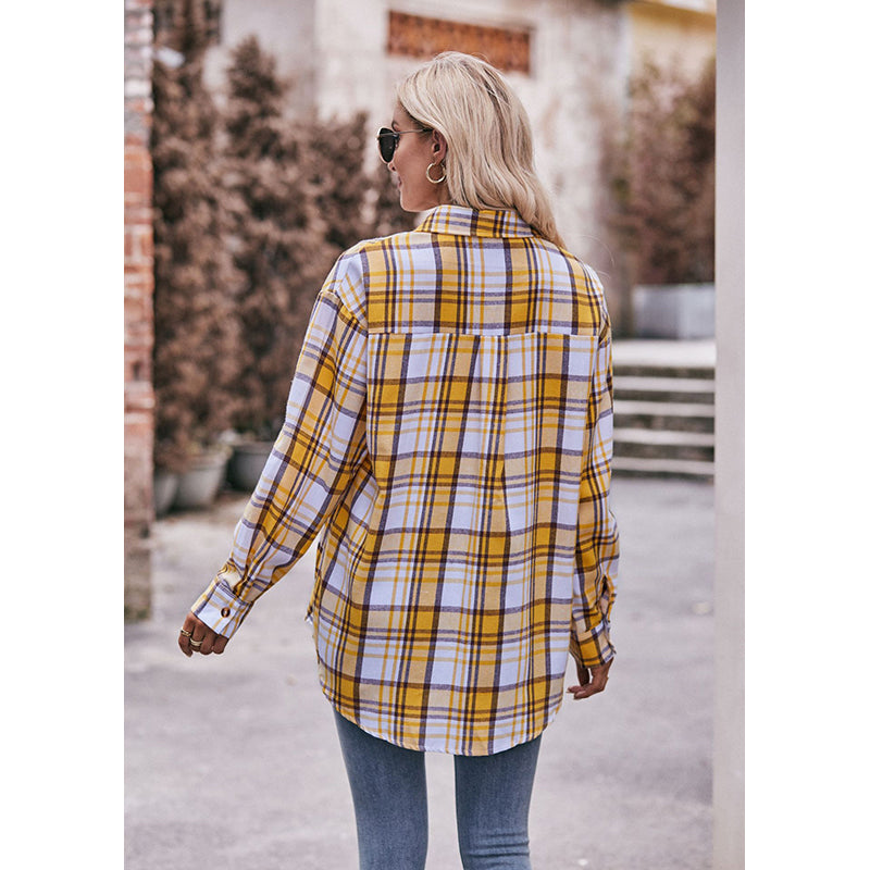 Yellow White Tartan Checked Casual Shirt