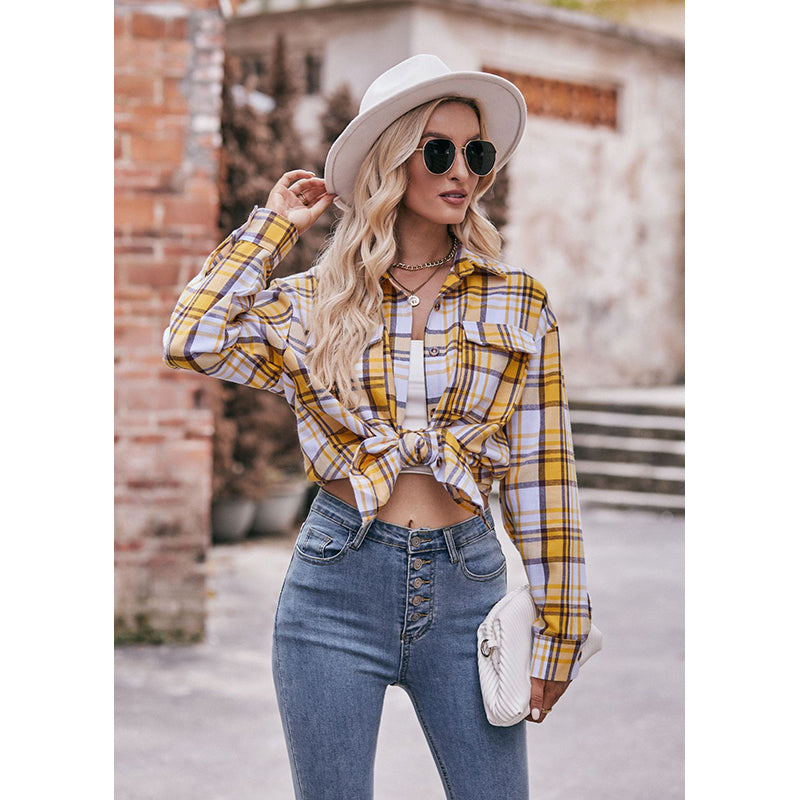 Yellow White Tartan Checked Casual Shirt