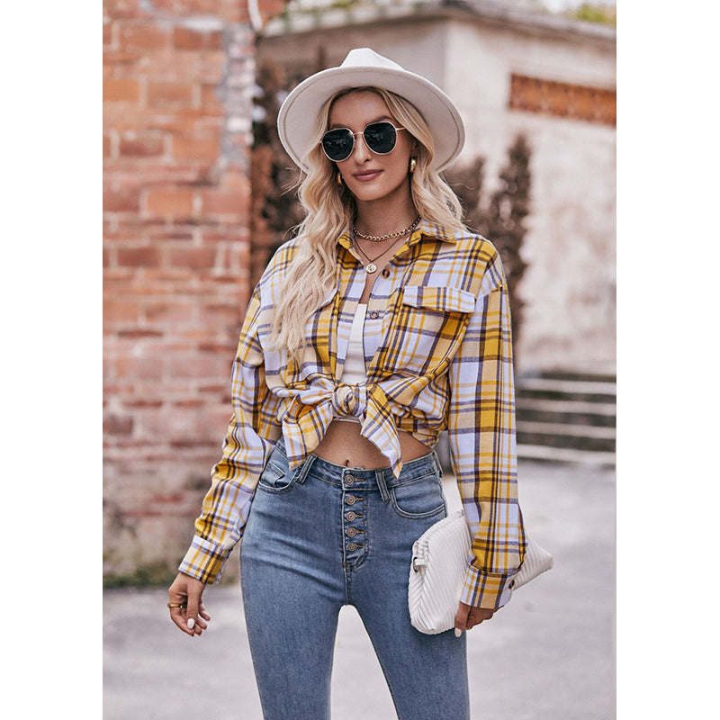 Yellow White Tartan Checked Casual Shirt