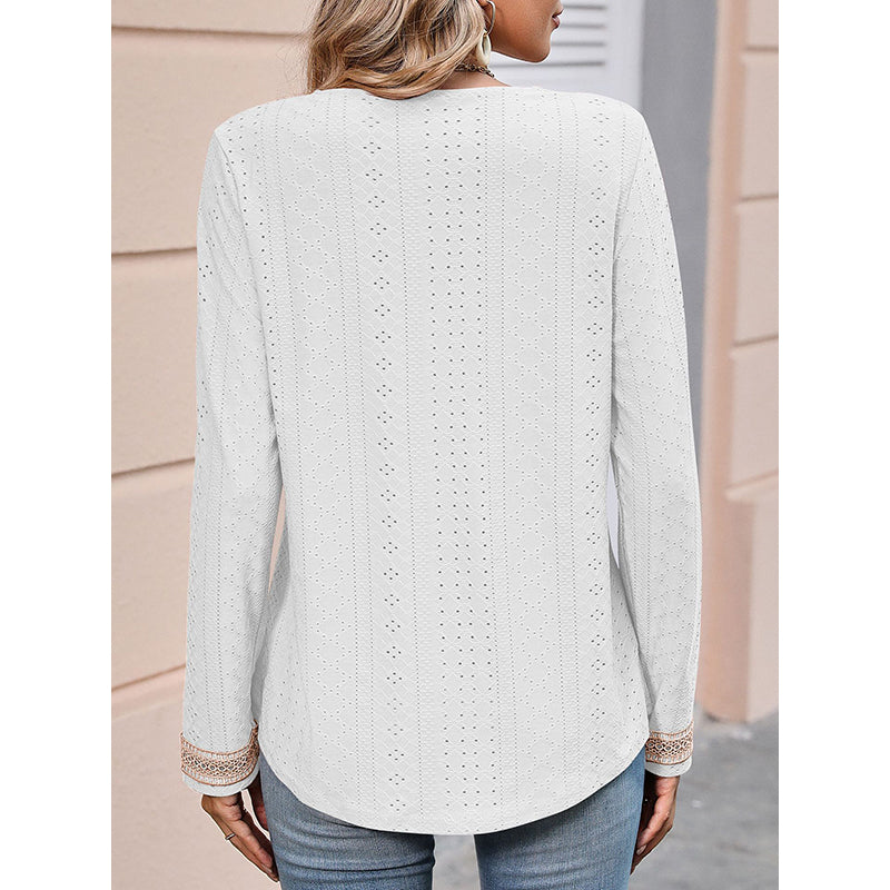 White V-Neck Self Desigh Top