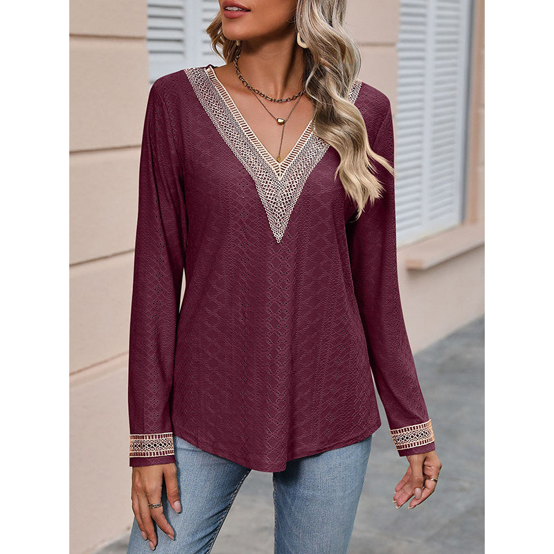 V-Neck Self Design Top