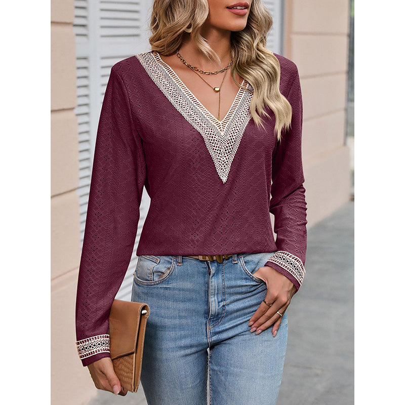 V-Neck Self Design Top
