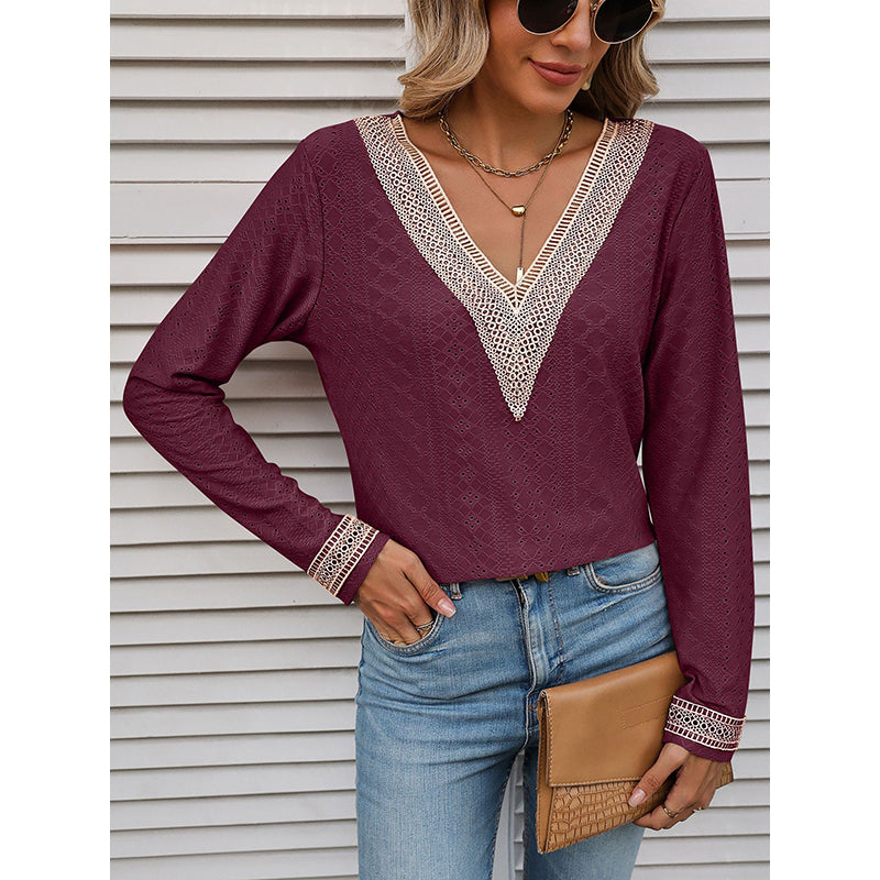 V-Neck Self Design Top