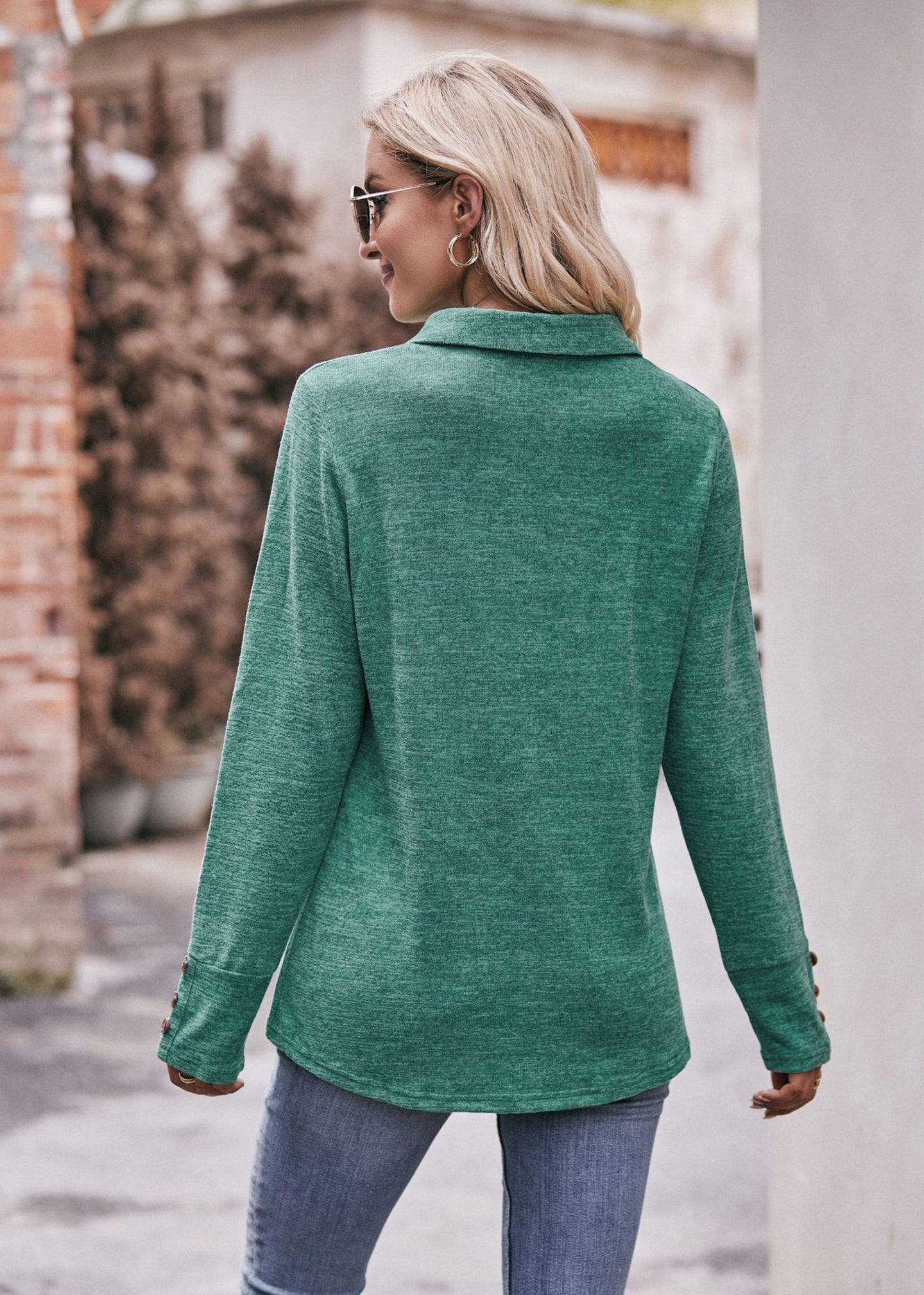 Women Solid Shirt Collar Top