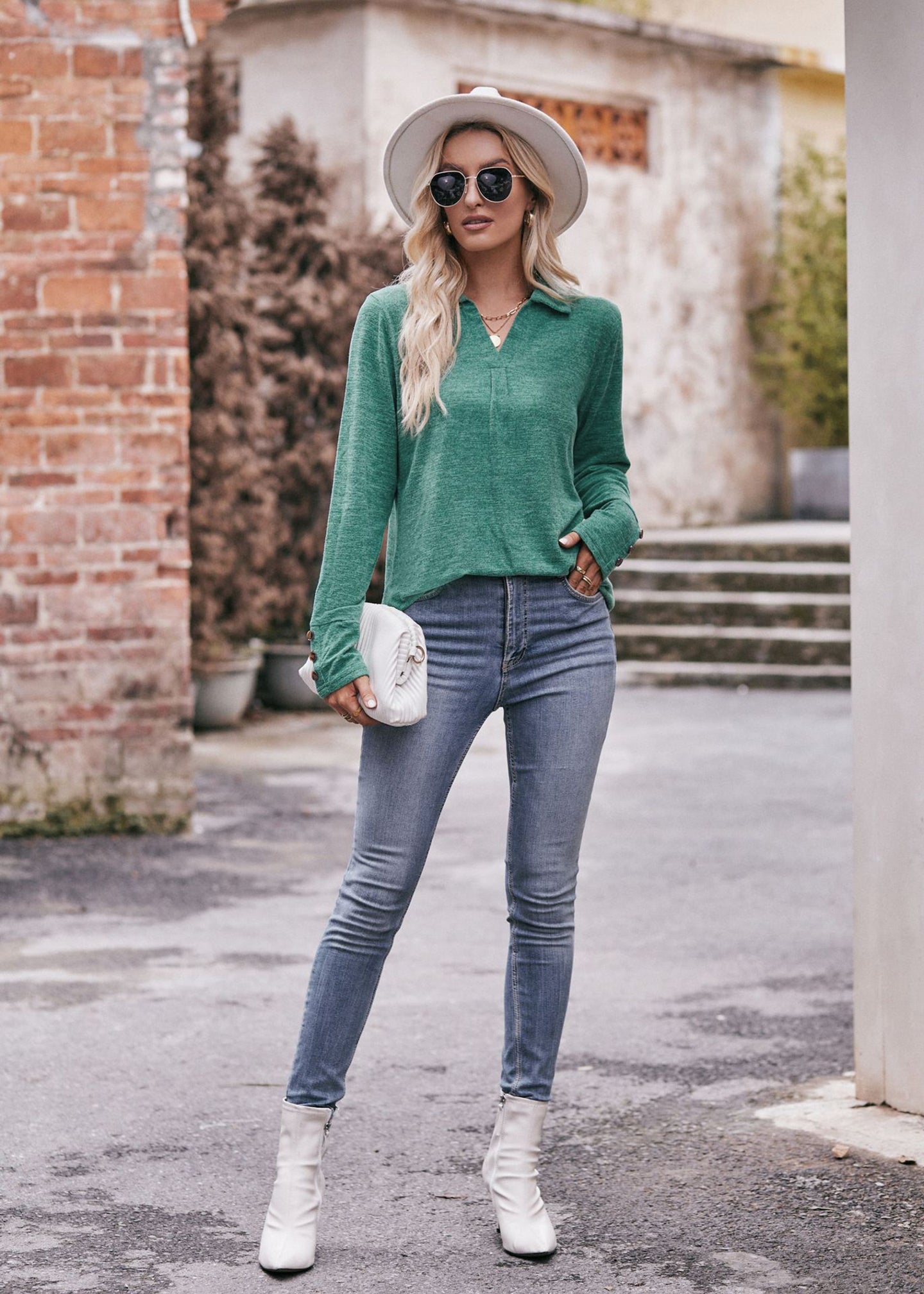 Women Solid Shirt Collar Top