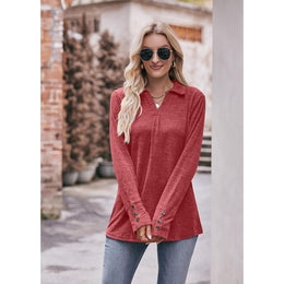 Women Solid Shirt Collar Top