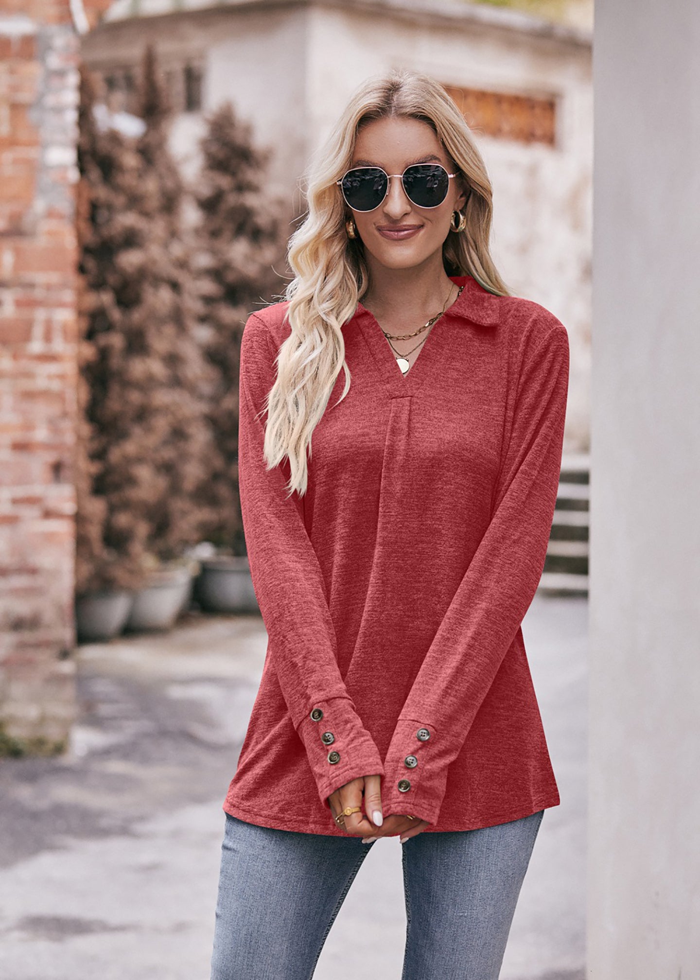 Women Solid Shirt Collar Top