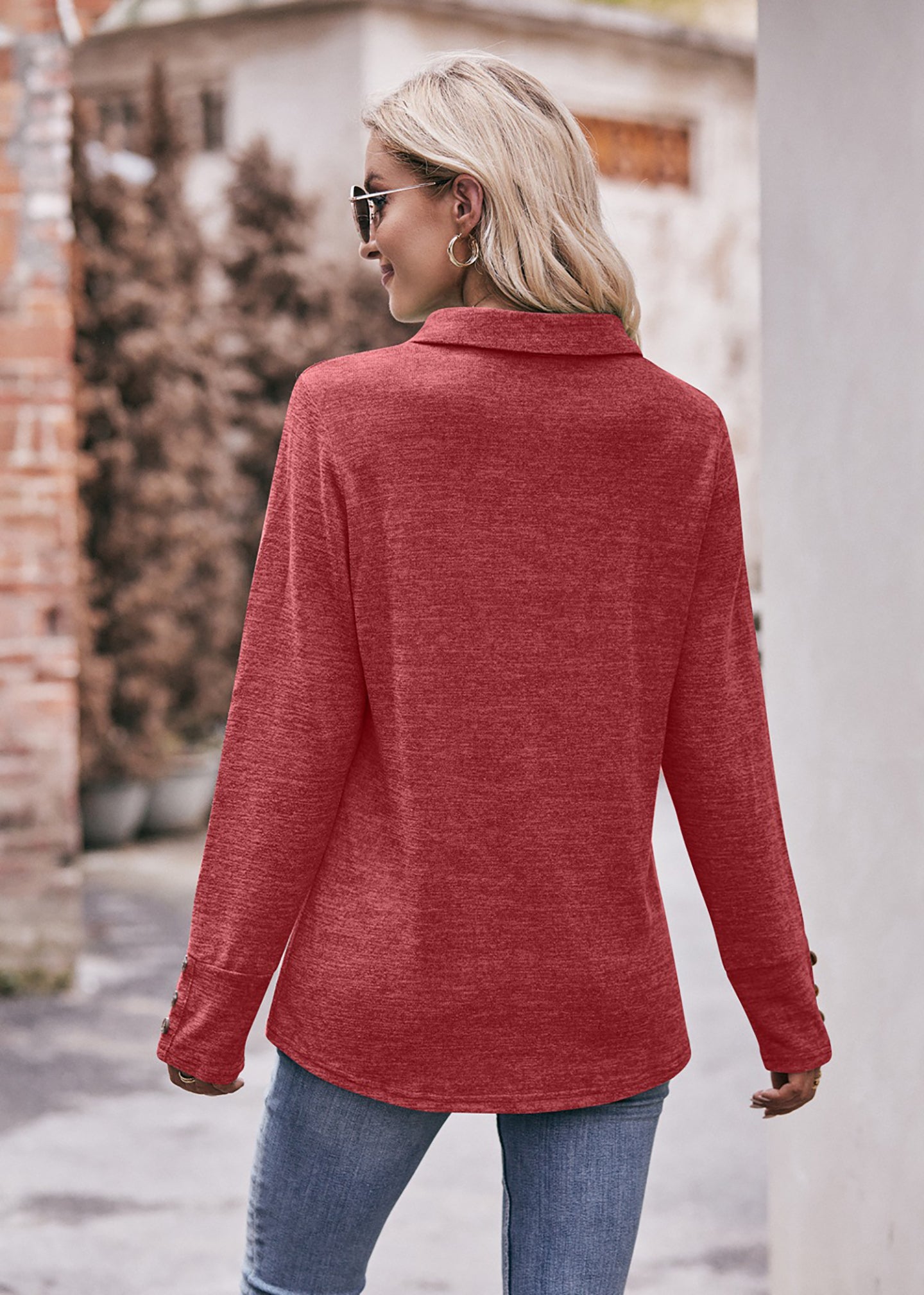Women Solid Shirt Collar Top