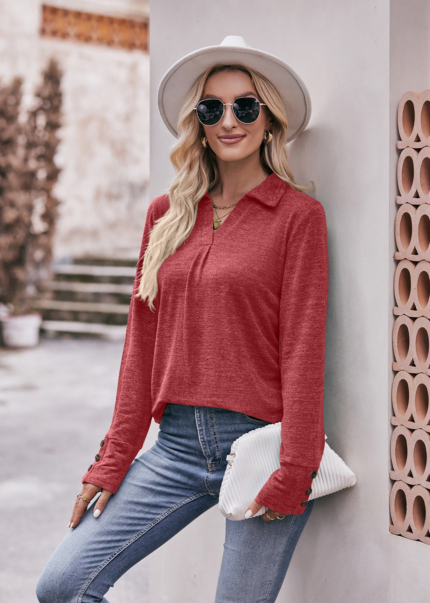Women Solid Shirt Collar Top