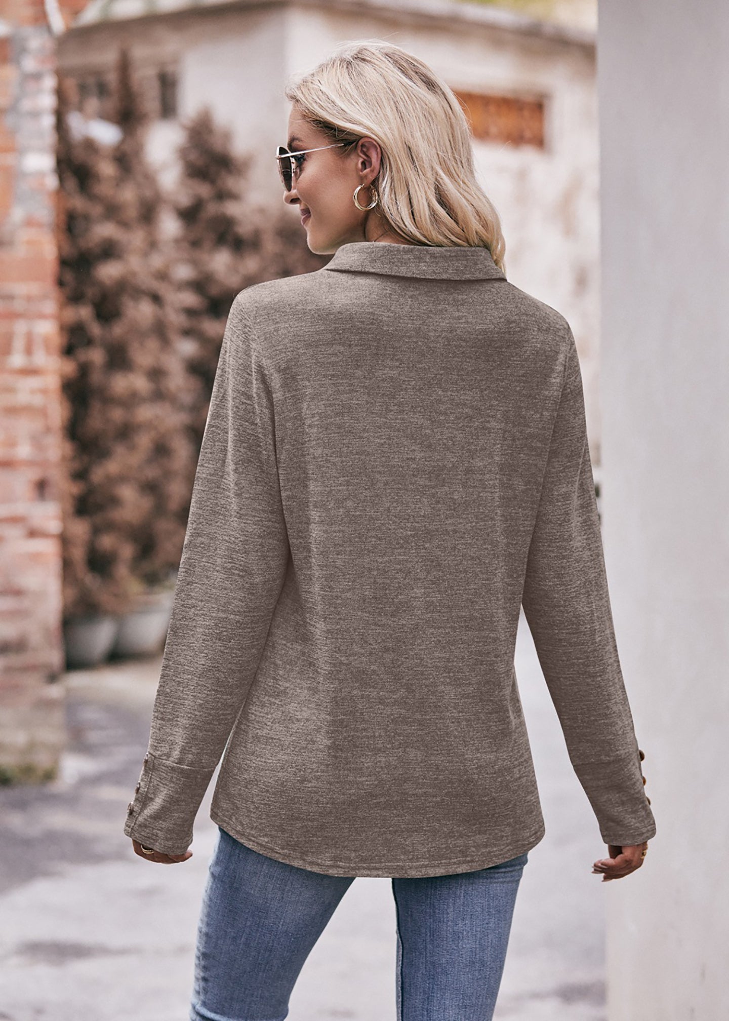 Women Solid Shirt Collar Top