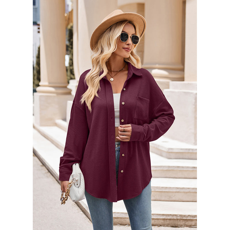 Maroon Self Design Casual Shirt