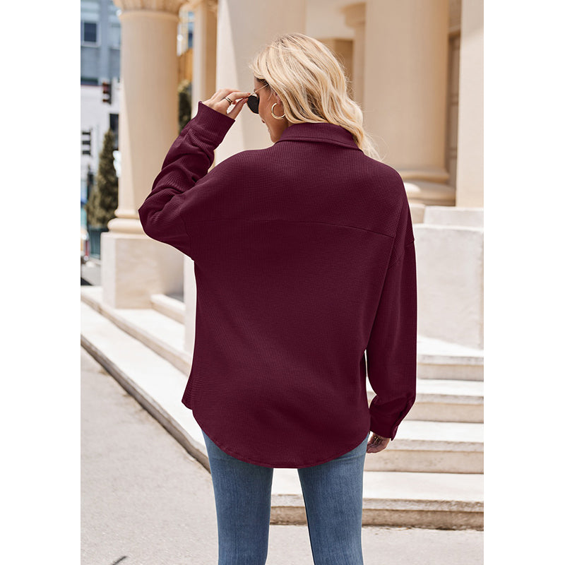 Maroon Self Design Casual Shirt