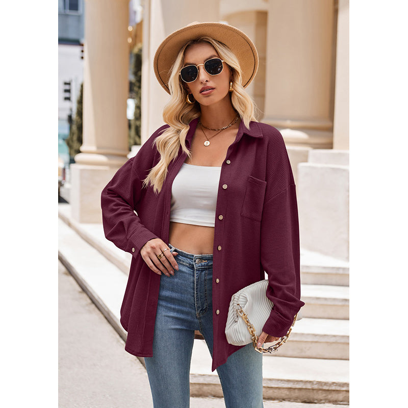 Maroon Self Design Casual Shirt