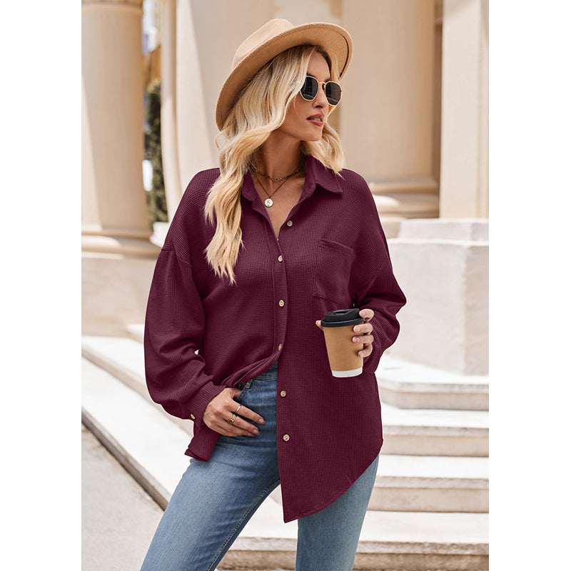 Maroon Self Design Casual Shirt