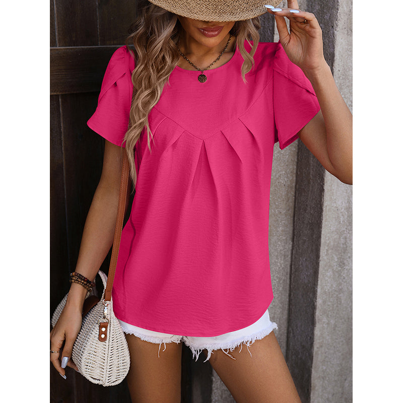 Fuchsia Puff Sleeve A-Line Top
