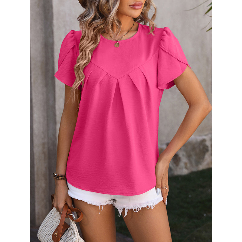 Fuchsia Puff Sleeve A-Line Top