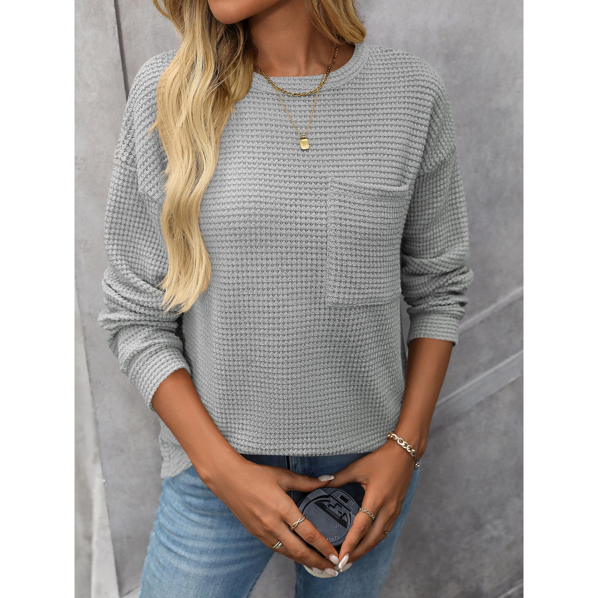 Women Self Design Round Neck Sweatshirt