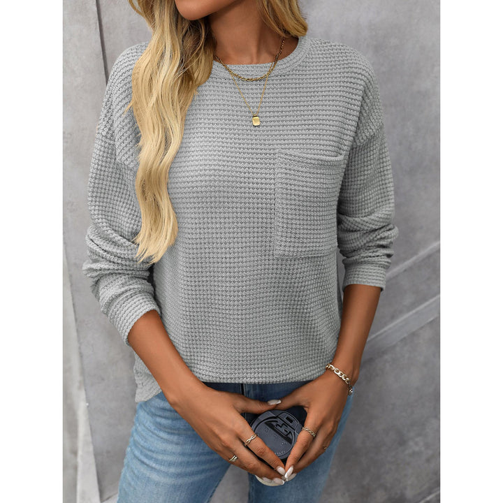 Women Self Design Round Neck Sweatshirt