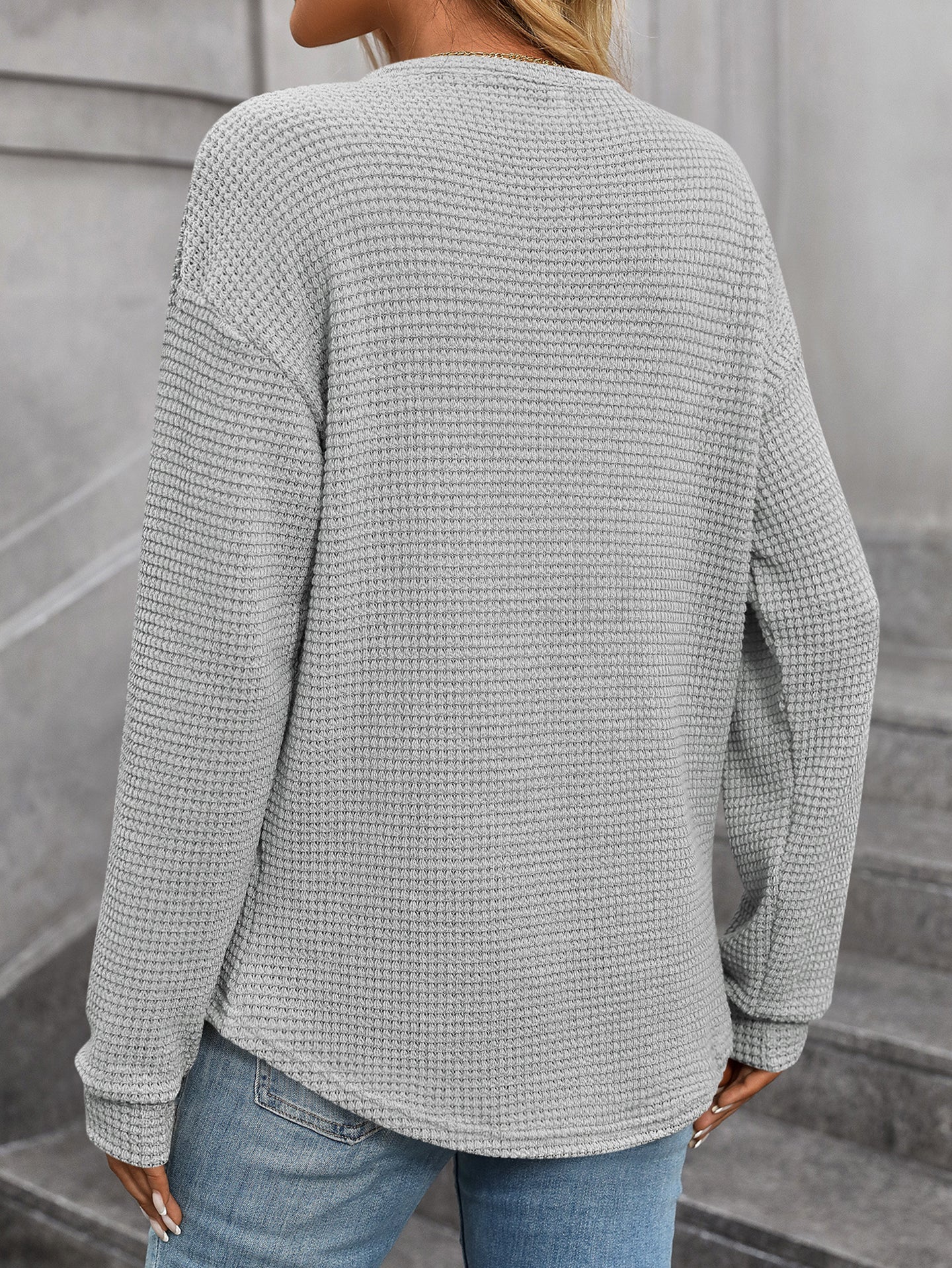 Women Self Design Round Neck Sweatshirt