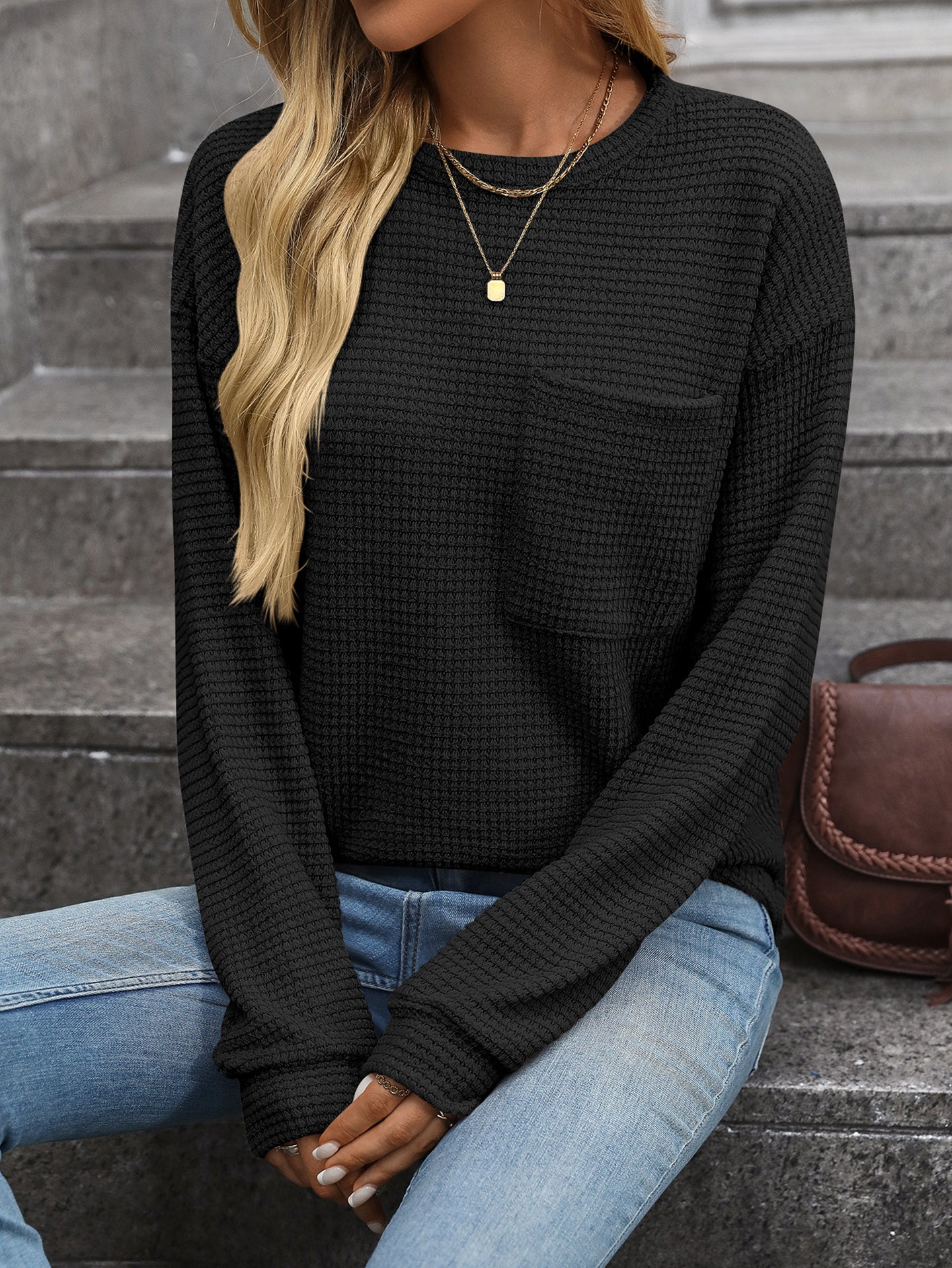 Women Round Neck Pullover Sweatshirt