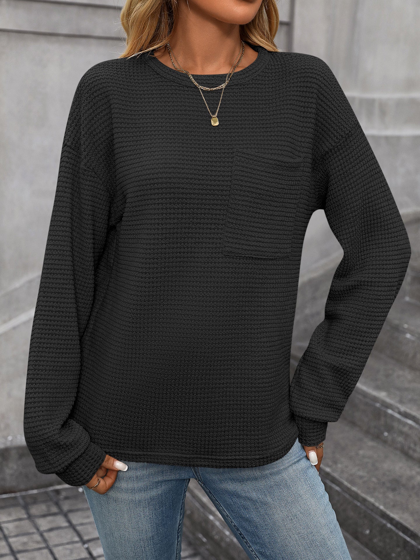 Women Round Neck Pullover Sweatshirt
