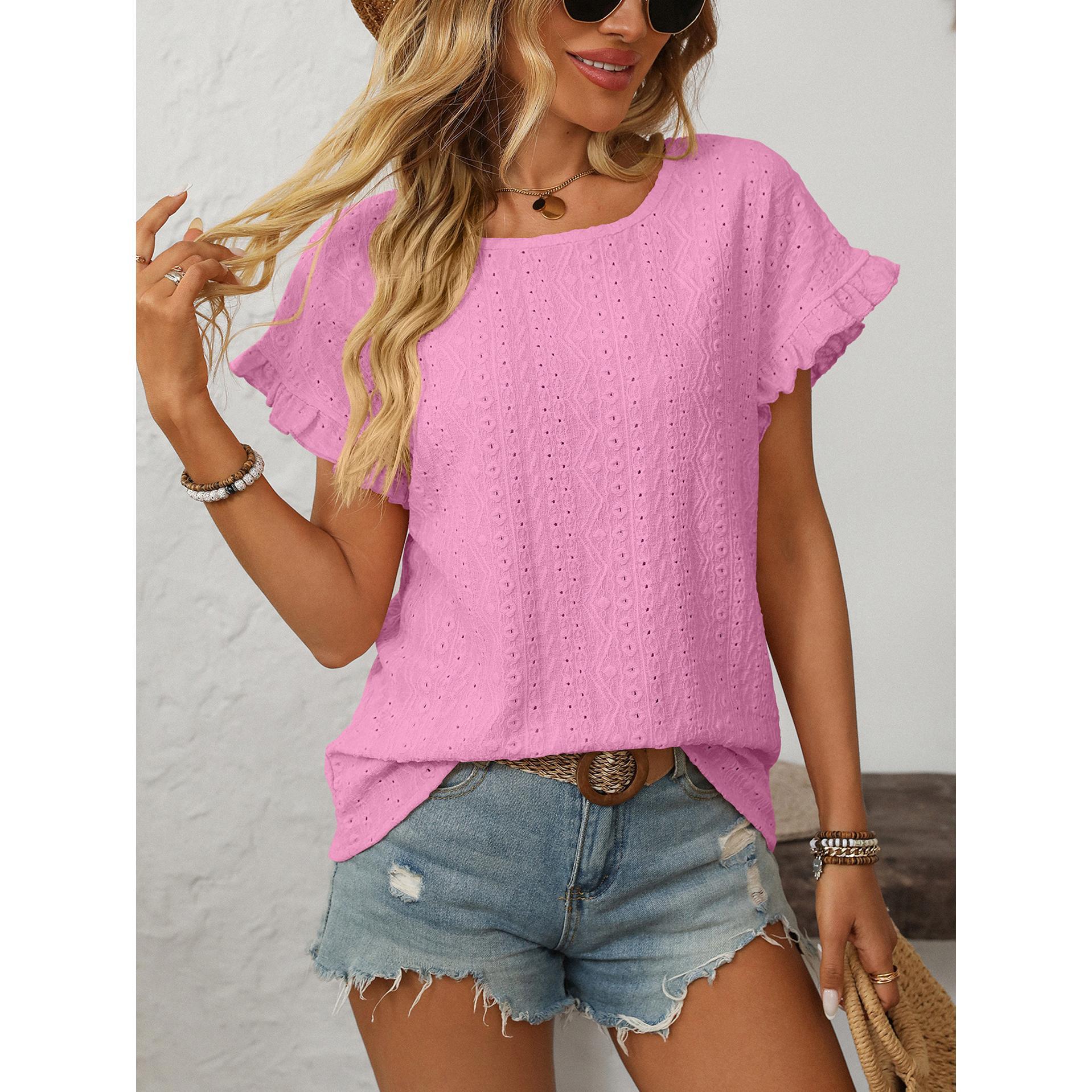 Women Self Design Flutter Sleeve Georgette Top