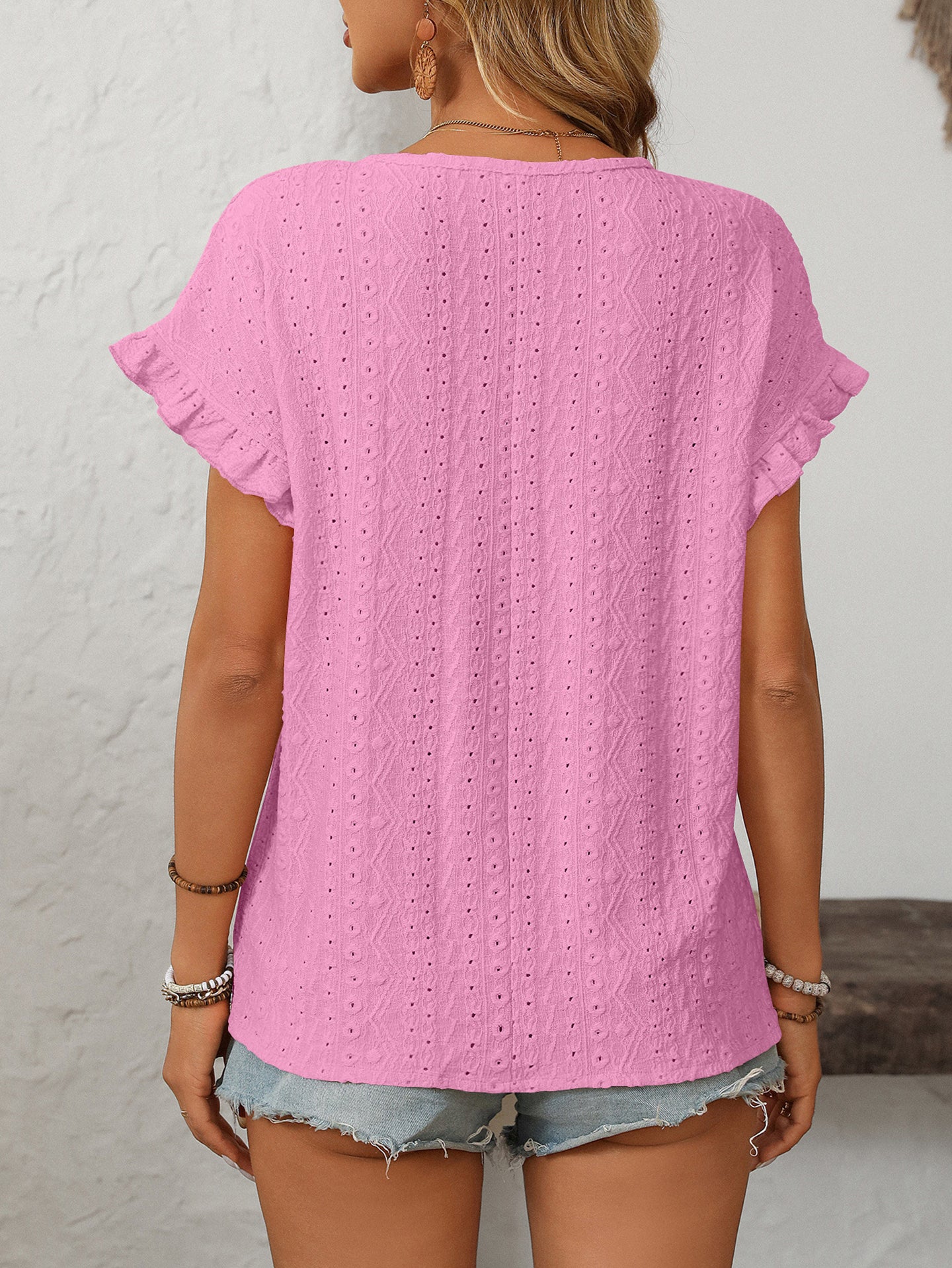 Women Self Design Flutter Sleeve Georgette Top