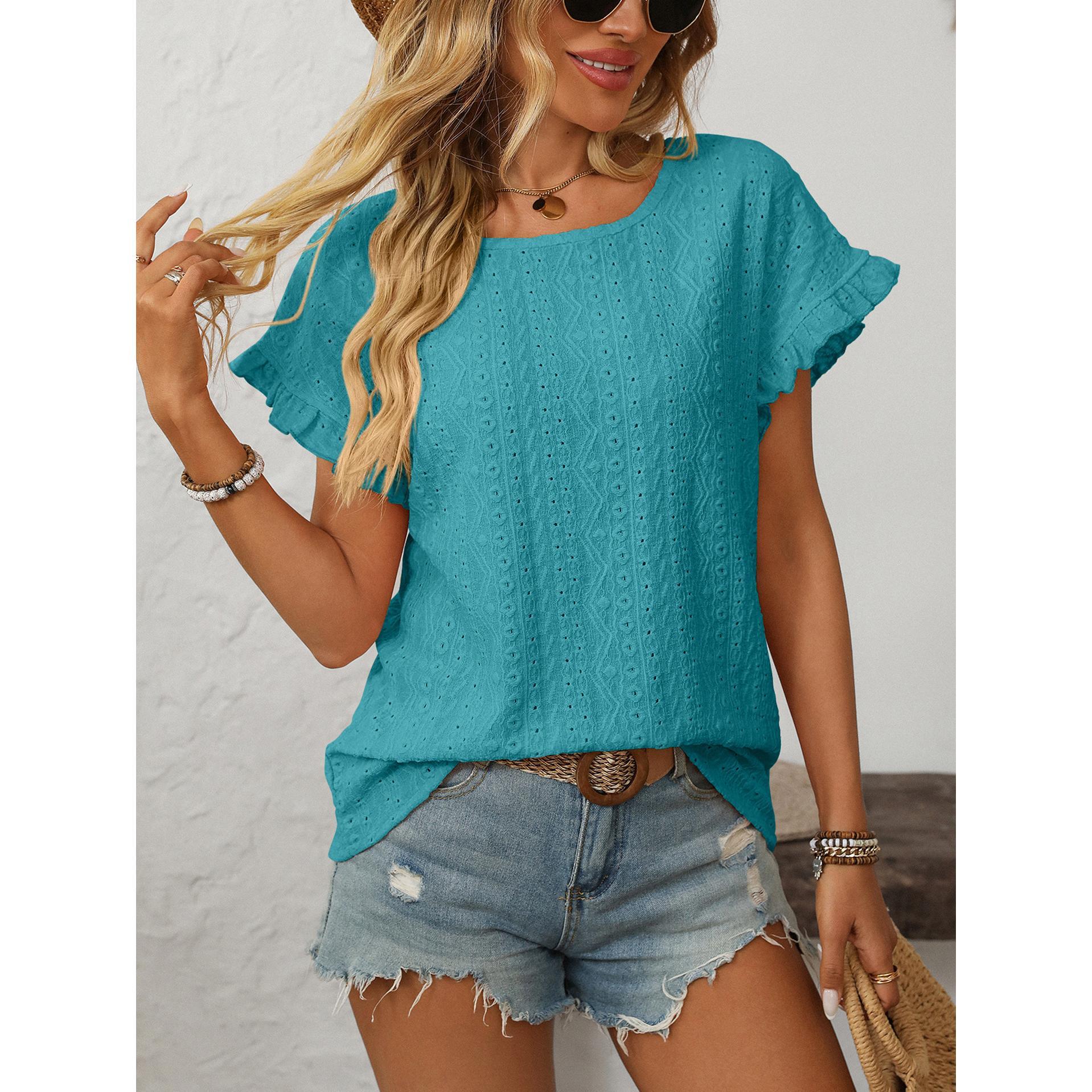 Women Self Design Flutter Sleeve Georgette Top