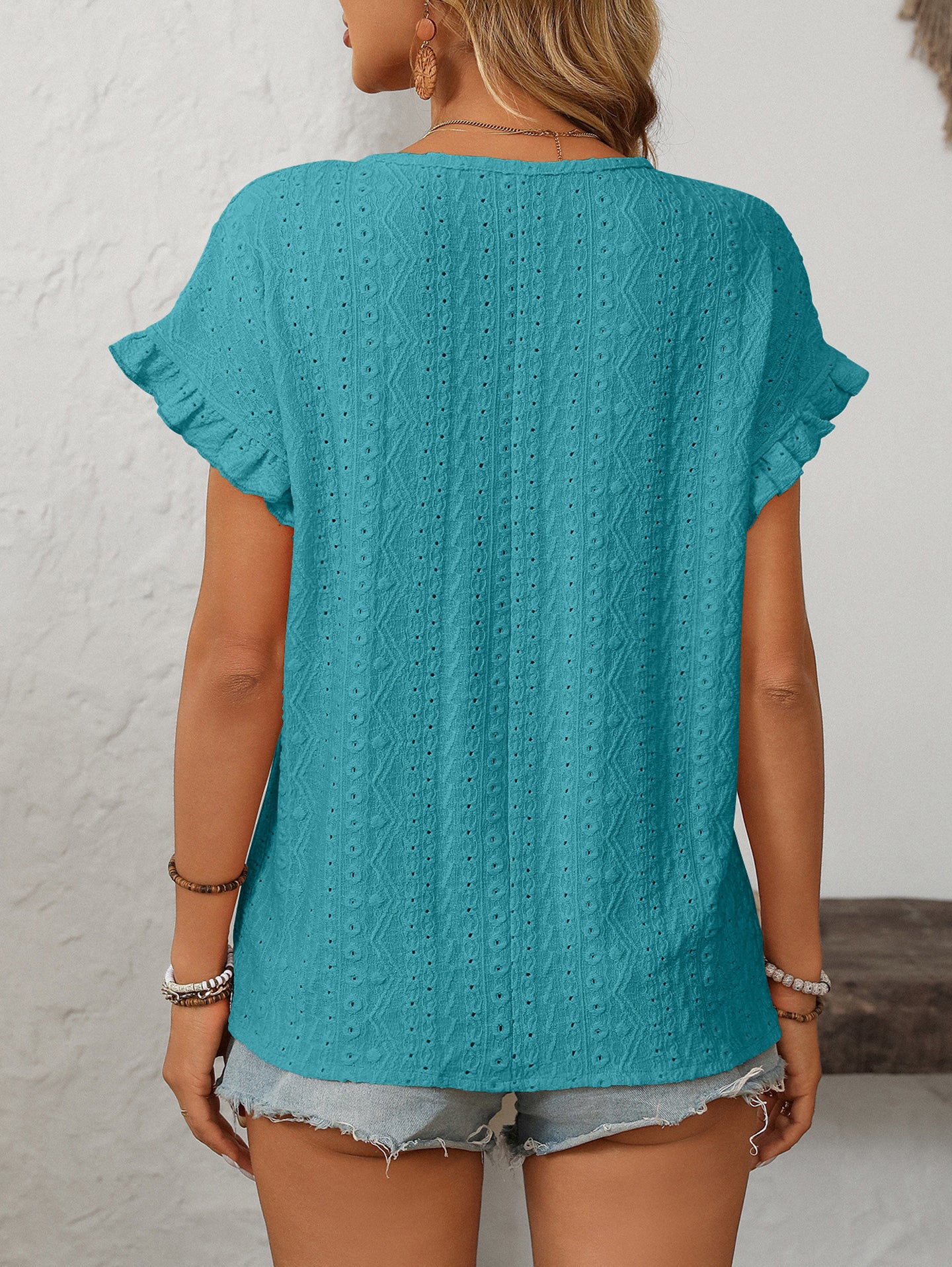 Women Self Design Flutter Sleeve Georgette Top